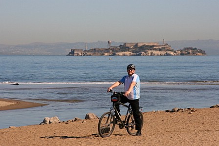 Biking with Alcatraz in the background